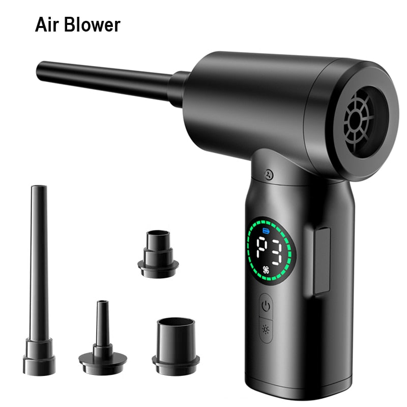 7500mAh Portable Compressed Air Duster 2 in 1 Air Blower &amp; Vacuum Cleaner Cordless Duster Blower for Keyboard Computer Cleaning